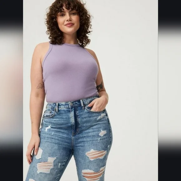 Torrid Super Soft Ribbed High Neck Tank Top in Dusk Size 1X NWT - Picture 4 of 13